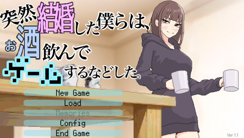 【互动SLG/抚摸触摸/像素动态/PC】我们突然结婚后一起喝酒玩游戏等等  Ver.1.1 机翻版 [PC]-咔游